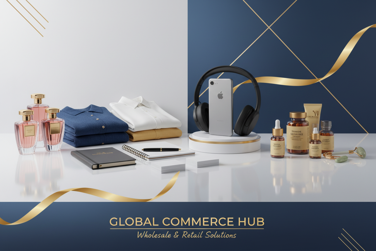 make am image banner for my store that deals in wholesale and retail in perfumes, clothings, office supply, consumer electronics, health